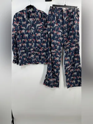 J.Crew Cotton Poplin Pajama pant Set in Party Animal Print Zebras thumbnail 6