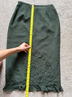 Vintage style Green Embroidered Midi Maxi Skirt thumbnail 3