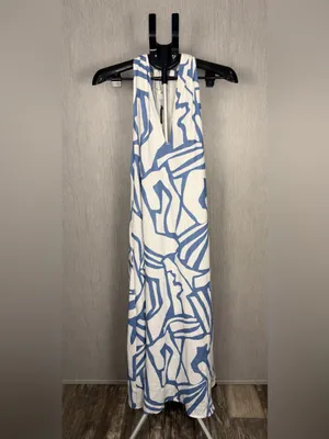 Banana Republic Blue and White Printed Halter Midi Dress thumbnail 12