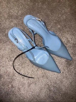 Classic steal Blue Pointed Toe Slingback Heels size 41 new thumbnail 4