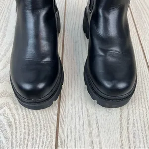 H by Halston Rio Lug Sole Tall Chelsea Boots US6/EUR36.5 Black Vegan Leather $125 thumbnail 3