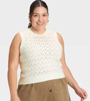Universal Thread Oversized Cream Sweater Vest - Size XS thumbnail 1