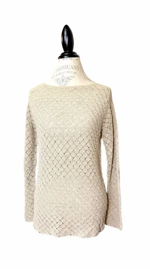 MAG Gold Knit Oversized Boatneck Sweater Sz XS thumbnail 1