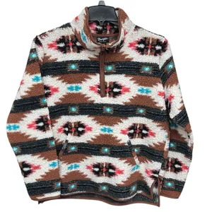 Wrangler Retro 1/4 Zip Aztec Fleece Kangaroo Pocket Women's L Southwestern Rodeo thumbnail 1