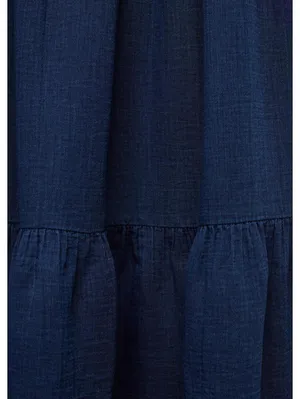 Mango Long Cotton Flared Skirt Night Blue NWT Large thumbnail 3
