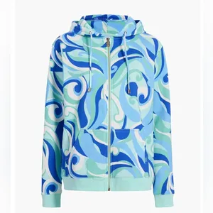 Hill House‎ Allie Zip-Up Hooded Fleece Jacket in Ocean Kaleidoscope Size Small thumbnail 4