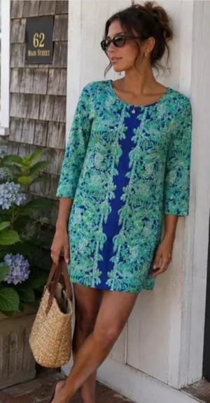Lilly Pulitzer Marlowe Koala of the Wild T Shirt Dress Blue Green XXS Pima NWOT thumbnail 1