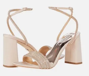 Badgley Mischka Becca rhinestone jeweled sandals size 6 Bridal Fairy thumbnail 1