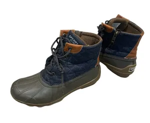 Sperry Navy and Brown Quilted Waterproof Duck Boots thumbnail 1