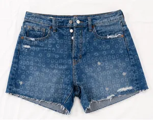 Universal Thread Denim Floral-Print High-Rise Jean Shorts - Blue thumbnail 1