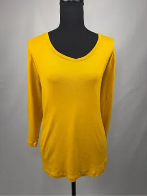 Scoop Neck Long Sleeve Top Mustard Yellow thumbnail 7