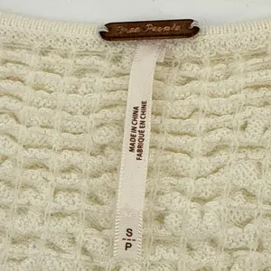 Free People Free Spirit Smocked Crop Top S Ivory Cream Peplum Ruffle Knit Blouse thumbnail 8