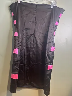 Betsy & Adam Size 14 Strapless Cocktail Dress Black Pink Y2K Prom Made USA thumbnail 4