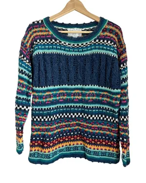 VTG The Limited Hand Knit Ramie Cotton Fair‎ Isle Sweater Sz S thumbnail 1