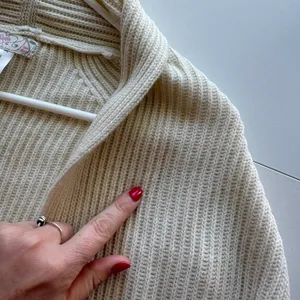 Free People Cardigan Womens OS Cream Ribbed Knit Shawl Collar Open Front Sweater thumbnail 8