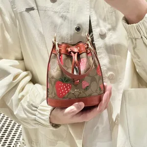 COACH Mini Dempsey Bucket Bag In Signature Canvas With Wild Strawberry CH164 thumbnail 7