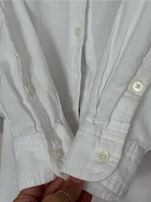 MADEWELL Tie-Front Linen Button Down Shirt S 19” p2p Eyelet White EUC thumbnail 7