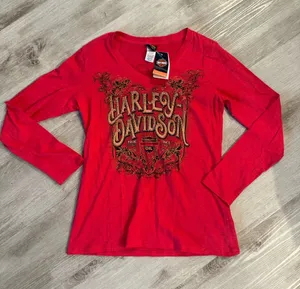 Harley Davidson Y2K Rhinestoned Dead Stock Long Sleeve Size Small thumbnail 1