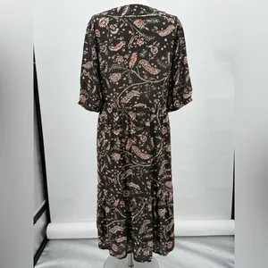 ba&sh Cherry Midi Shift Dress Babydoll V-Neckline Brown Floral Women’s US 6 thumbnail 6