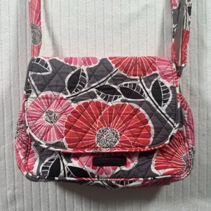 Vera Bradley Floral Quilted Crossbody Shoulder Bag Pink Gray Cotton Purse thumbnail 3