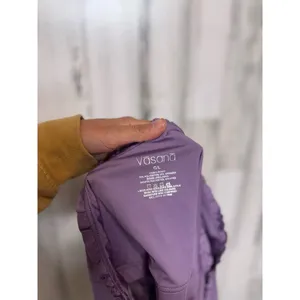 Vāsanā One Shoulder Ruffle Crop Top Womens L Purple Ribbed Trim Active Bralette thumbnail 6