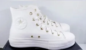 Converse All Star Platform High Platform Chuck Sneakers White Egret Gold 9.5 thumbnail 1