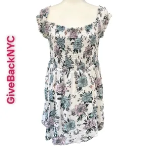 Y2K Divided Floral Smocked Dress Size 16 thumbnail 4