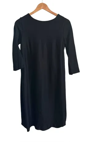 COS Black Stretch Shift Sheath Dress 3/4 Sleeve Pockets Women's Small thumbnail 1