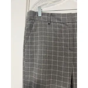 LOFT Grey Windowpane Plaid Straight Leg Trousers Dress Pants Womens Mid Rise 10 thumbnail 9