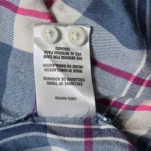 Woolrich Plaid‎ Button Down Shirt Womens M Blue Pink Long Sleeve Rayon thumbnail 6