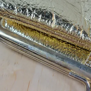 Vintage Clutch Wallet Womens 8"x5" Metallic Gold Kiss Lock Bi-Fold Evening Purse thumbnail 11
