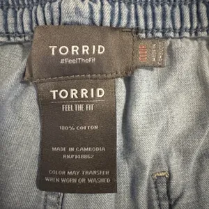Torrid Feel The Fit Chambray Wide Leg Pull On Pants Drawstring Women 00 10 12 XL thumbnail 3