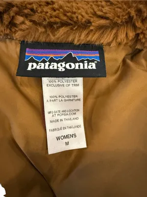 Patagonia High Pile Faux Fur Vest Gorpcore Brown Chevron Full Zip Layering M thumbnail 3