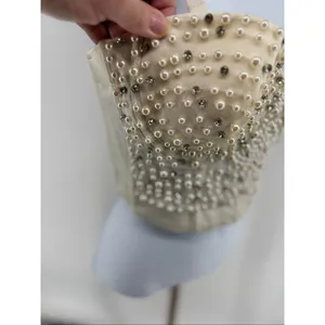 Windsor Pearl Rhinestone Bustier Corset Top XS Beaded Structured Party Top thumbnail 12