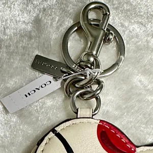 Coach Heart Coin Pouch Bag Charm With Cherry Print thumbnail 10
