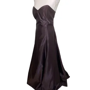 Vintage 90s Jessica McClintock Sweetheart Strapless Satin Gown, Chocolate Brown thumbnail 2