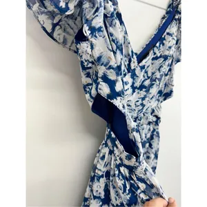 Aqua Maxi Dress Womens Size Small Gown Blue White Tiered Metallic Formal NEW‎ thumbnail 10