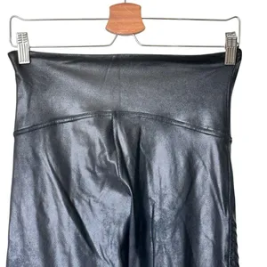 Spanx XL Black Faux Leather Moto shaping slimming Leggings Pull On Pants thumbnail 9