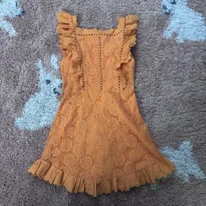 Selfie Leslie Dress Prairie Crochet Frill Dress Sunset Orange Womens M - NO BELT thumbnail 4