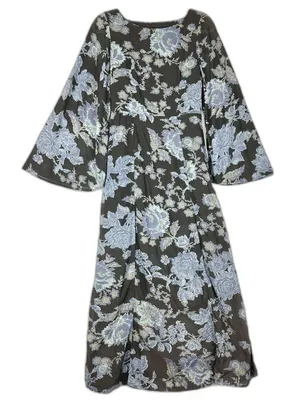 Free People Melrose Maxi Dress Size 2 Floral Night Combo Boho Flare Sleeves thumbnail 1