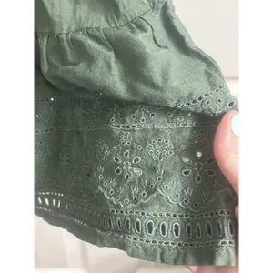 Old Navy Sz M Puff-Sleeve Tiered Embroidered Mini Swing Mini Dress Green Boho thumbnail 2