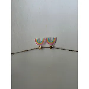 Pastel Rainbow Acrylic Dangle Earrings Pink Yellow Blue Statement Earrings thumbnail 8