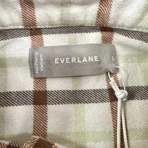 Everlane Oversized‎ Flannel Boxy Shirt Brown Green Plaid Button Down Top Small thumbnail 3