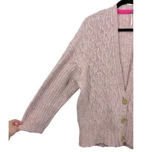 Free People Molly Cable Cardi Oversized‎ Knit Cardigan XS thumbnail 6
