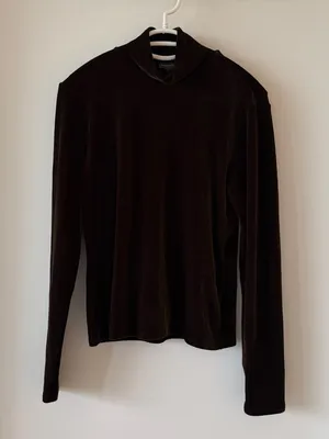 Vintage Late 90s/Y2K Banana Republic Dark Brown Velour Mock Neck Top thumbnail 1