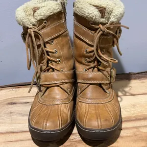 Sperry Saltwater‎ Leather Duck Boot Faux Fur Cuff Size 7 A38 thumbnail 4