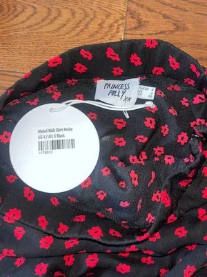 Black With Red Flowers Maxi Skirt thumbnail 2