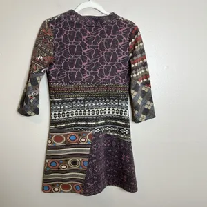 Women Patchwork Micro Dress Tunic Y2K Babydoll Twee‎ S Gilmore Hippie 3/4 Sleeve thumbnail 9