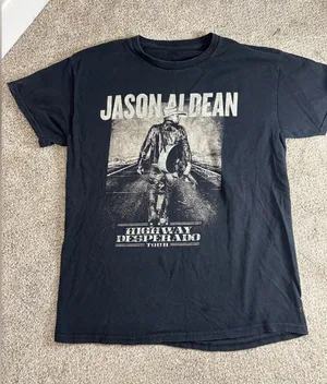 Jason Aldean Shirt Highway Desperado Tour Concert Tee Black Double Sided Medium thumbnail 1
