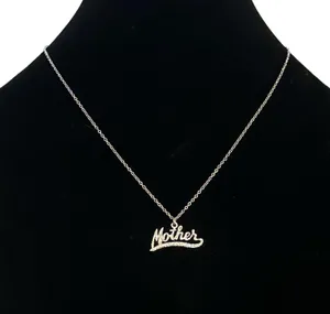 Vintage Glittery Mother Pendant Necklace Silver thumbnail 1